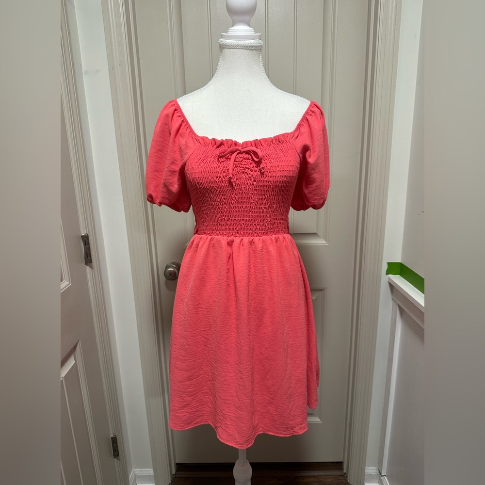 Altar'd State Coral Ruffle Dress
